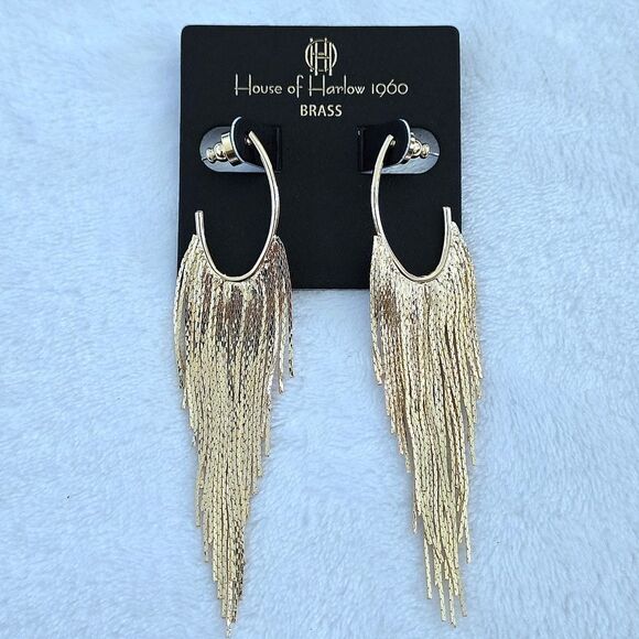 House of Harlow 1960 Jewelry - House🏠 of Harlow 1960 Dangling Gold💛 Cobra🐍 Chain⛓ Tassels Earrings